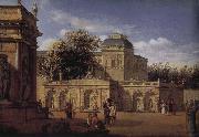 Jan van der Heyden Baroque palace courtyard oil on canvas
